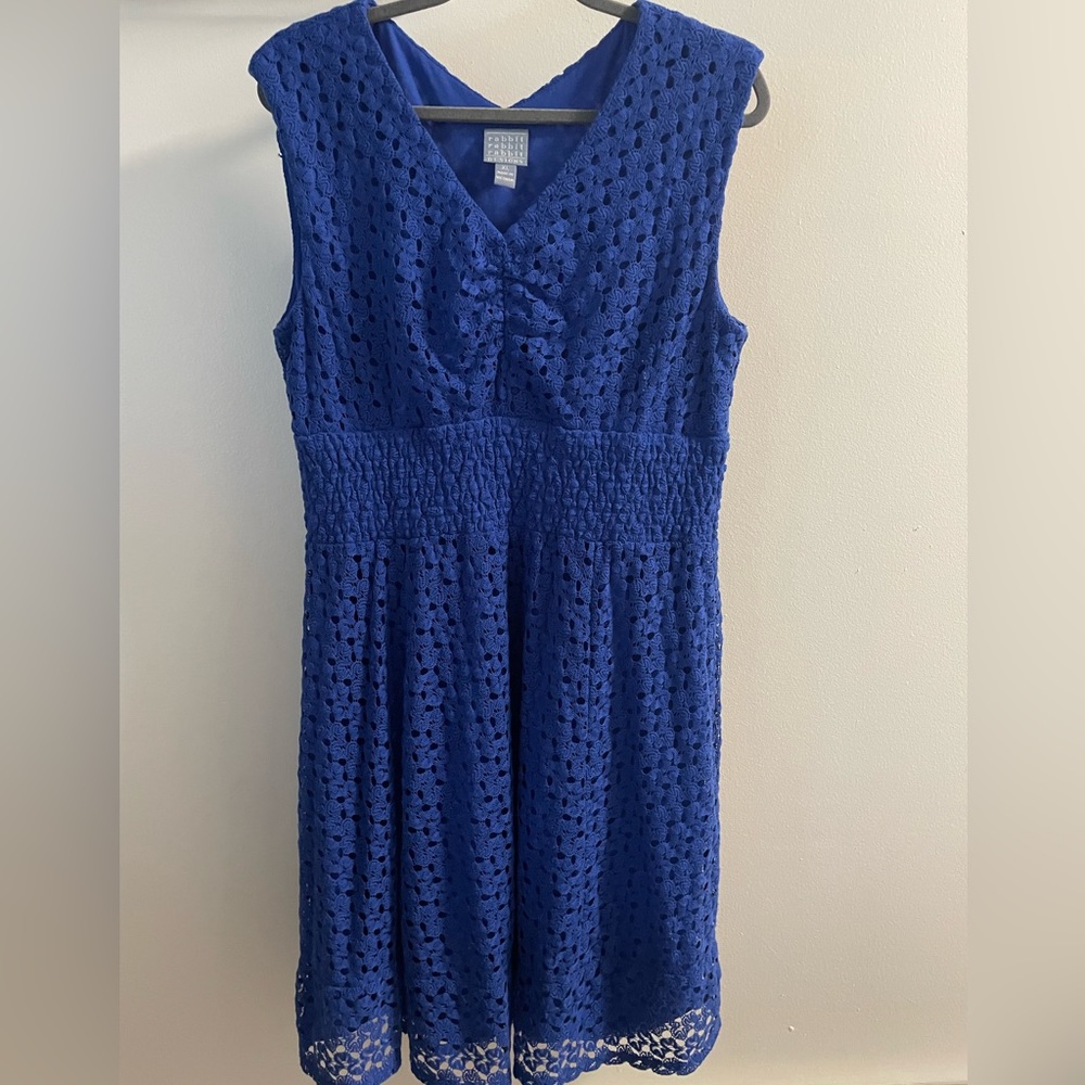 Rabbit Rabbit Rabbit Blue Sleeveless Stretch Lace Dress Size XL